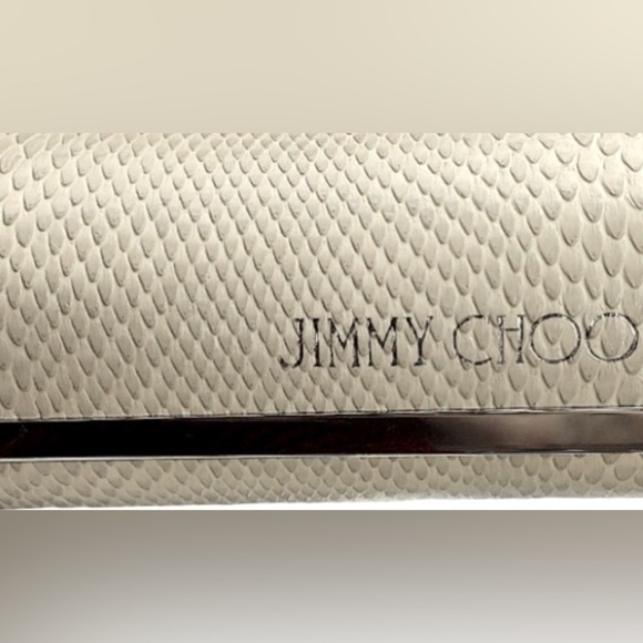 Jimmy Choo Ivory Faux Snakeskin Sunglass Eyeglass Case Magnetic Close main image 5